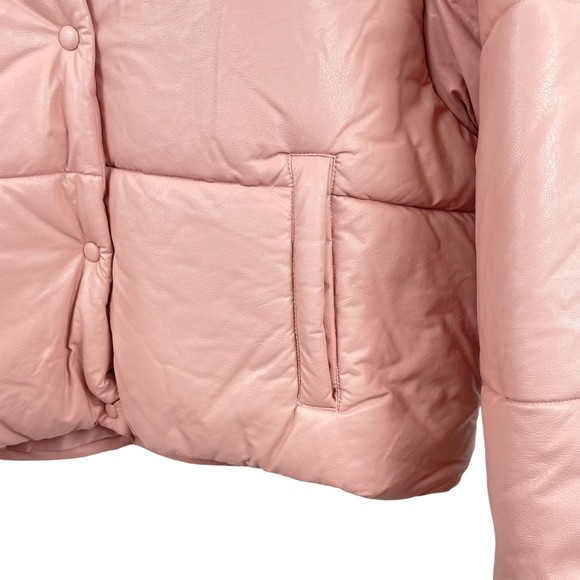 24.NWT Cami NYC Cecilia Vegan Leather Puffer  Pink XL Polyurethane Faux Leather - Picture 7 of 12